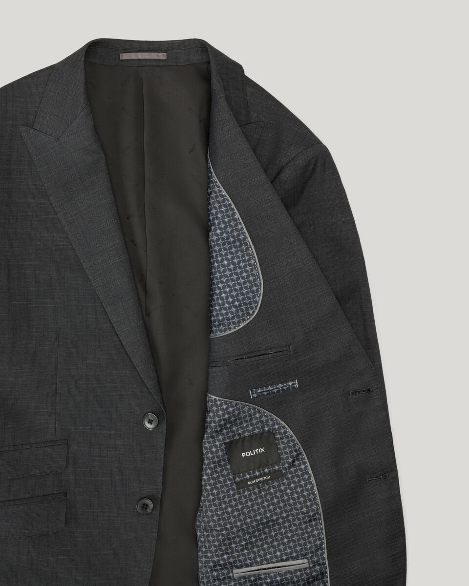 Single Breasted Textured Tailored Jacket, Charcoal, hi-res